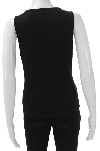 Nation Los Angeles Womens Sleeveless V-Neck Cotton Blouse Tank Black Size XS