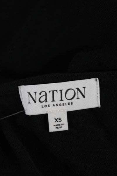 Nation Los Angeles Womens Sleeveless V-Neck Cotton Blouse Tank Black Size XS