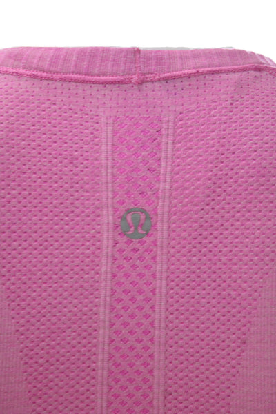 Lululemon Women Pink Nylon Scoop Neck Basic T-Shirt Short Sleeve Size 4