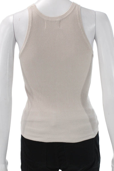 Dissh Womens Basic Beige Cotton Sleeveless Tank Round Neck Size XS