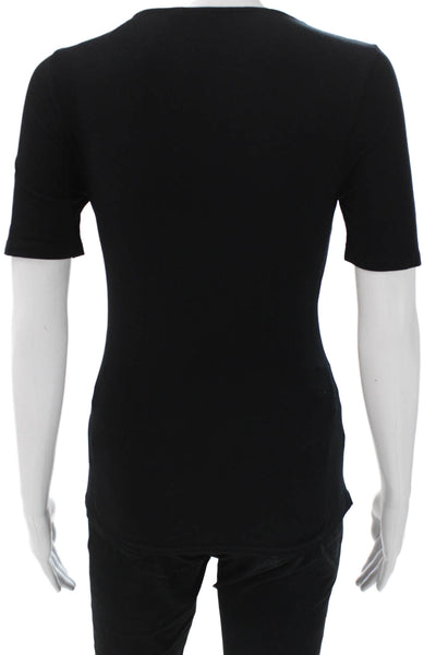Boden Womens Black Cotton Scoop Neck Short Sleeve Basic T-Shirt Size 2