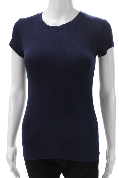 Club Monaco Womens Basic Cotton Blue Round Neck Short Sleeve T-Shirt Size XS