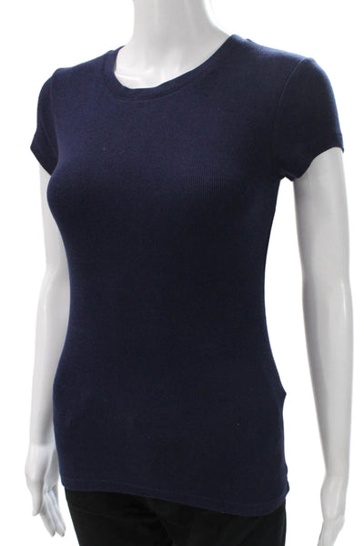 Club Monaco Womens Basic Cotton Blue Round Neck Short Sleeve T-Shirt Size XS