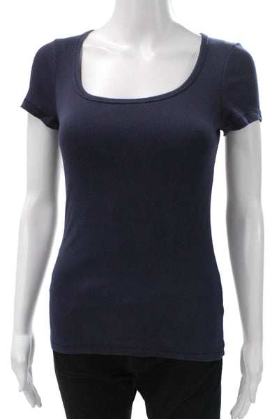 Boden Women Blue Cotton Scoop Neck Short Sleeve Basic T-Shirt Size 2