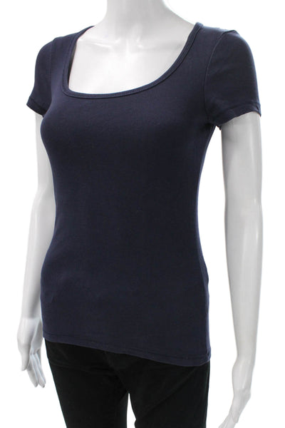 Boden Women Blue Cotton Scoop Neck Short Sleeve Basic T-Shirt Size 2