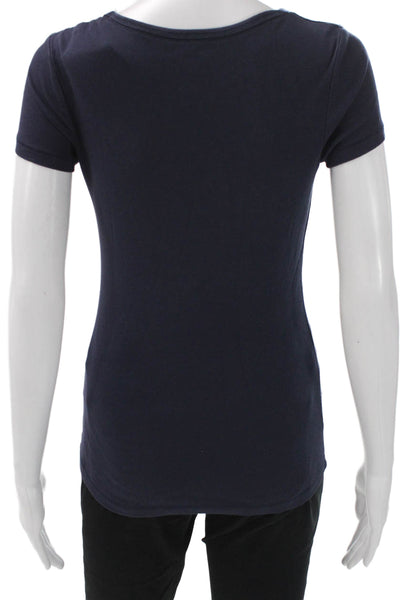 Boden Women Blue Cotton Scoop Neck Short Sleeve Basic T-Shirt Size 2