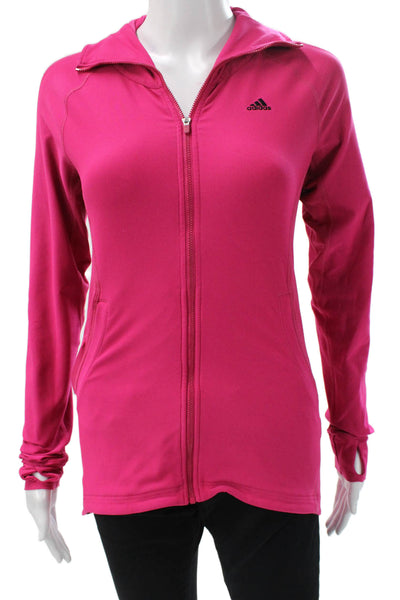 Adidas Womens Track Jacket Pink Long Sleeve Zip Size XS