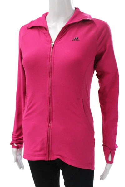 Adidas Womens Track Jacket Pink Long Sleeve Zip Size XS