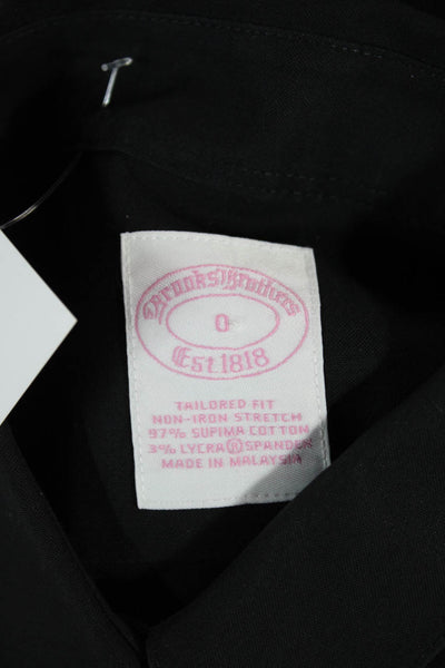 Brooks Brothers Women Black Cotton Collared Long Sleeve Button Up Top Size 0
