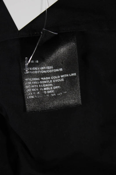 Lafayette 148 New York Womens Black Collared Button Blouse Size 2XS