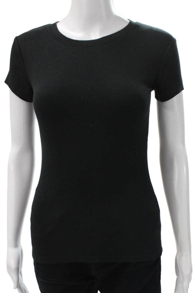 Club Monaco Women Basic Cotton Crew Neck T-Shirt Black Short Sleeve Size XS