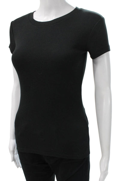 Club Monaco Women Basic Cotton Crew Neck T-Shirt Black Short Sleeve Size XS