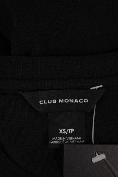 Club Monaco Women Basic Cotton Crew Neck T-Shirt Black Short Sleeve Size XS
