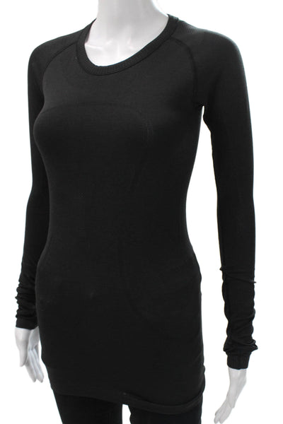 Lululemon Womens Black Basic Crew Neck Long Sleeve Nylon T-Shirt Pullover Size 4