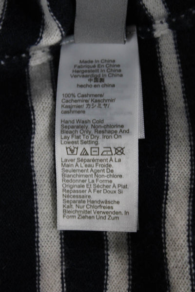J Crew Women Blue Cashmere Striped Crewneck Pullover Short Sleeve Size 2XS