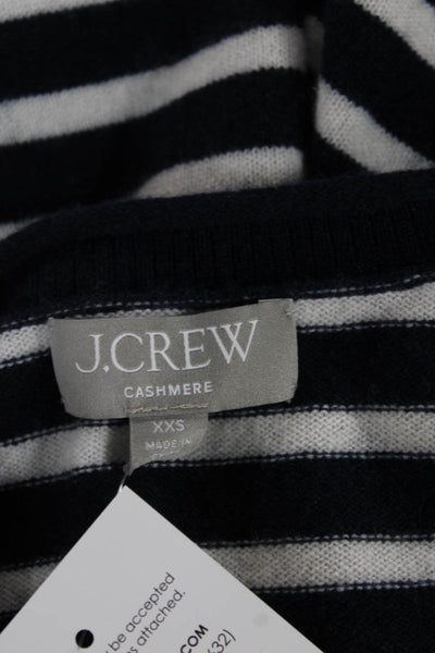 J Crew Women Blue Cashmere Striped Crewneck Pullover Short Sleeve Size 2XS