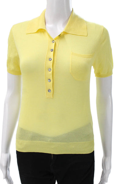 Lioness Womens Yellow Viscose Collared Short Sleeve Basic Polo Size XS
