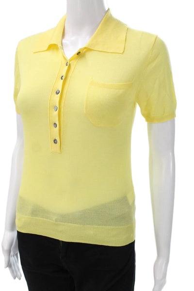 Lioness Womens Yellow Viscose Collared Short Sleeve Basic Polo Size XS