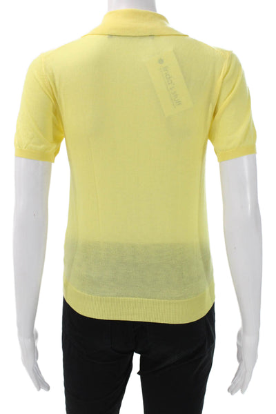Lioness Womens Yellow Viscose Collared Short Sleeve Basic Polo Size XS