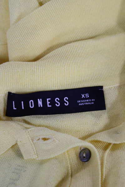 Lioness Womens Yellow Viscose Collared Short Sleeve Basic Polo Size XS