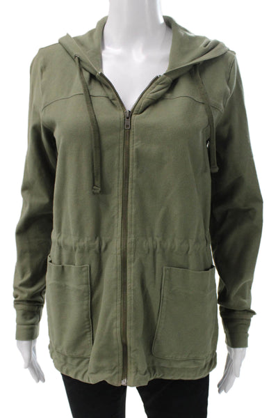 Standard James Perse Women Green Anorak Jacket Cotton Blend Zip Size 0