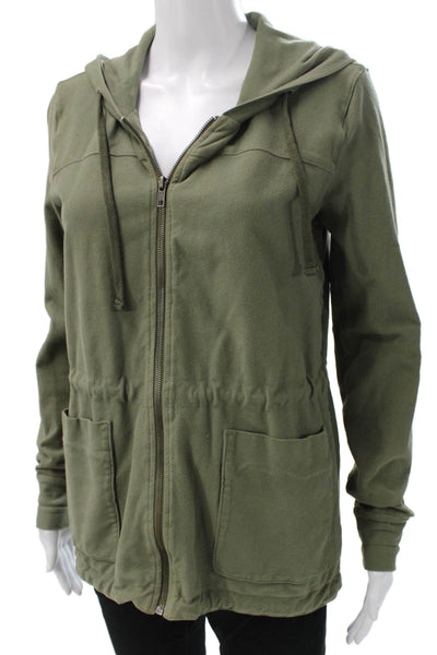 Standard James Perse Women Green Anorak Jacket Cotton Blend Zip Size 0