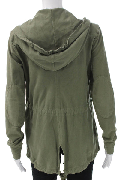 Standard James Perse Women Green Anorak Jacket Cotton Blend Zip Size 0