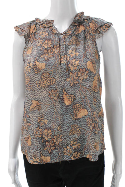Ulla Johnson Women Blouse Multicolor Floral V-Neck Cotton Sleeveless Size S