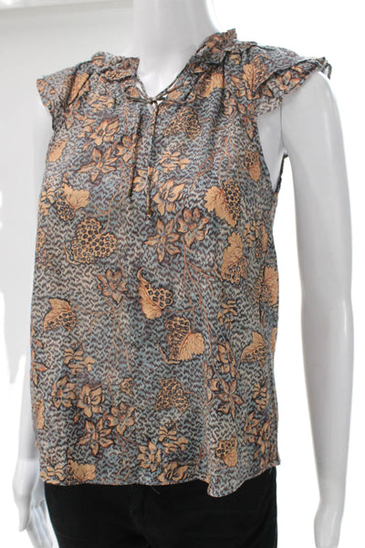 Ulla Johnson Women Blouse Multicolor Floral V-Neck Cotton Sleeveless Size S