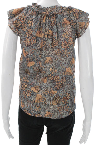 Ulla Johnson Women Blouse Multicolor Floral V-Neck Cotton Sleeveless Size S