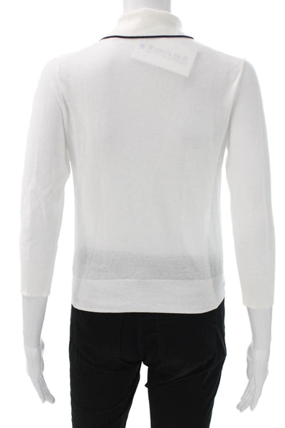 Vince Women Basic Polo Cotton Collared 3/4 Sleeve White Size XS