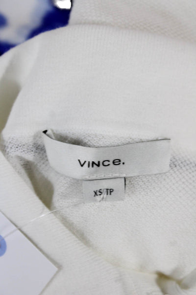 Vince Women Basic Polo Cotton Collared 3/4 Sleeve White Size XS