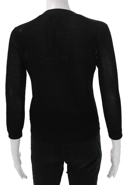 Theory Womens Cardigan Black V-Neck Viscose 3/4 Sleeve Size XS