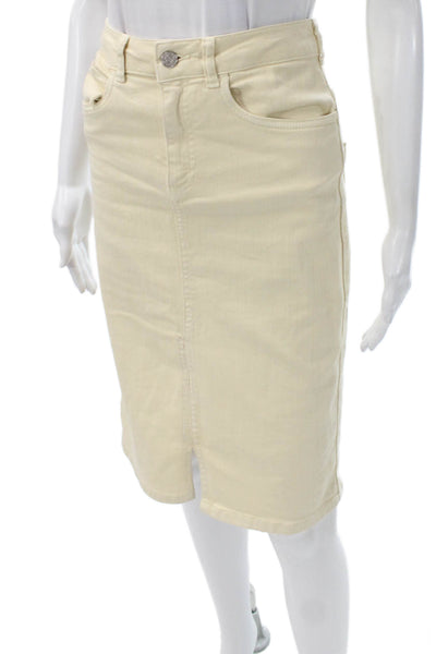 Vanessa Bruno Womens Straight Pencil Skirt Beige Button Knee-Length Size 34