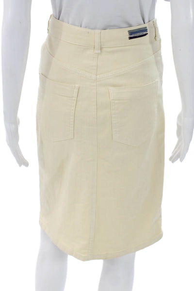 Vanessa Bruno Womens Straight Pencil Skirt Beige Button Knee-Length Size 34
