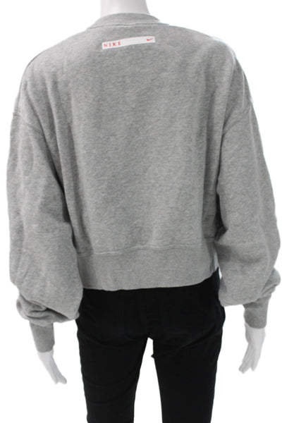 Nike Womens Pullover Sweatshirt Gray Cotton Crew Neck Long Sleeve Size XS