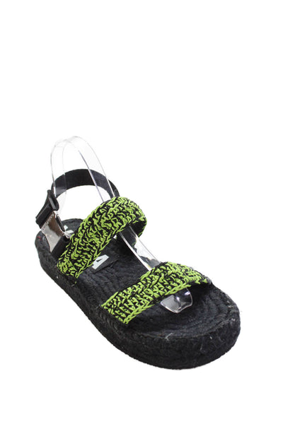 Bimba Y Lola Womens Branded Platform Hiking Sandals Black Lime Green Size 39 9