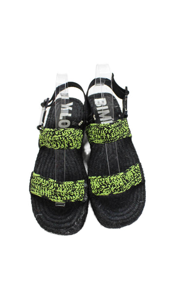 Bimba Y Lola Womens Branded Platform Hiking Sandals Black Lime Green Size 39 9