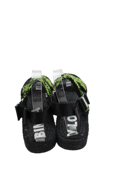 Bimba Y Lola Womens Branded Platform Hiking Sandals Black Lime Green Size 39 9