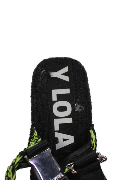 Bimba Y Lola Womens Branded Platform Hiking Sandals Black Lime Green Size 39 9