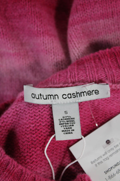 Autumn Cashmere Women Pink Striped Crew Neck Long Sleeve Pullover Size S