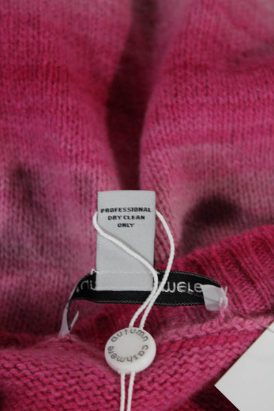 Autumn Cashmere Women Pink Striped Crew Neck Long Sleeve Pullover Size S
