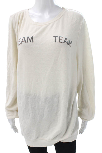 Wildfox Womens Pullover Sweatshirt Ivory Polyester Long Sleeve Size L