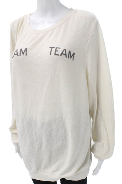 Wildfox Womens Pullover Sweatshirt Ivory Polyester Long Sleeve Size L