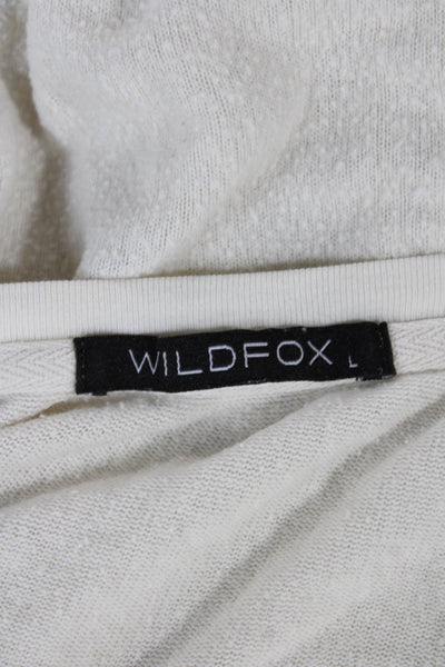Wildfox Womens Pullover Sweatshirt Ivory Polyester Long Sleeve Size L