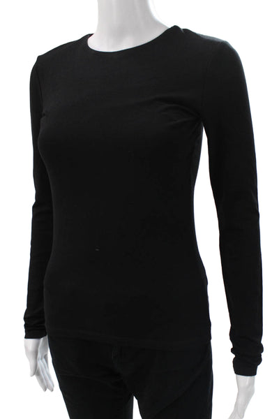 Zara Women Black Cotton Crew Neck Long Sleeve Basic T-Shirt Size S