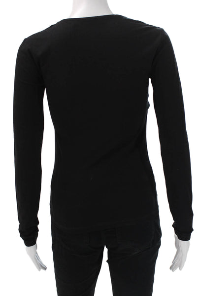 Zara Women Black Cotton Crew Neck Long Sleeve Basic T-Shirt Size S