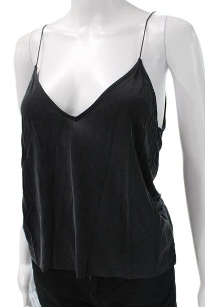 Zara Women V-Neck Sleeveless Camisole Black Polyester Pullover Size S