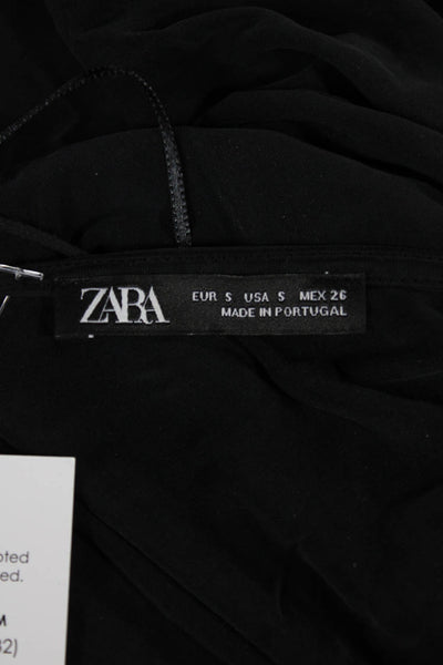 Zara Women V-Neck Sleeveless Camisole Black Polyester Pullover Size S