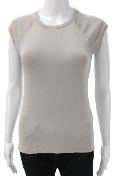 Zara Womens Basic Cotton Beige Round Neck Short Sleeve T-Shirt Size S